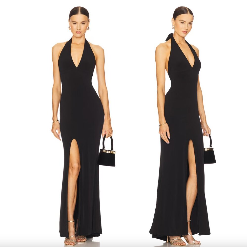 NEW Nookie x REVOLVE Illegal Halter Gown Black Backless Formal Maxi Dress Small - Picture 2 of 6